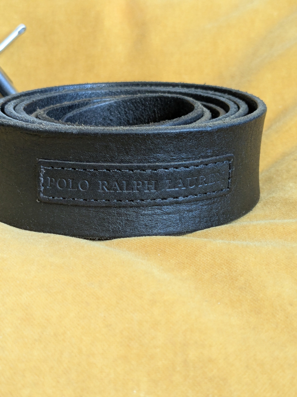 Polo Ralph Lauren Black Leather Belt with Silver Buckle